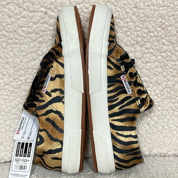 Superga Womens Animal Velvet Print Gold Fashion Sneakers Shoes SZ US 8.5 NWT - Picture 6 of 11